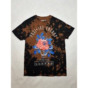 Positive Energy Bleach Wash Skull Graphic Tee - Mens Medium